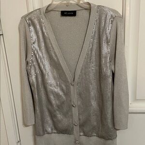 St.John  Silver Cardigan Sz 6
